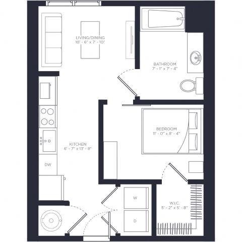 A1-A Floor Plan at Link Apartments® Calyx, Chapel Hill