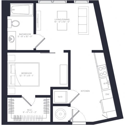 A1-A Floor Plan at Link Apartments® Calyx, Chapel Hill North Carolina