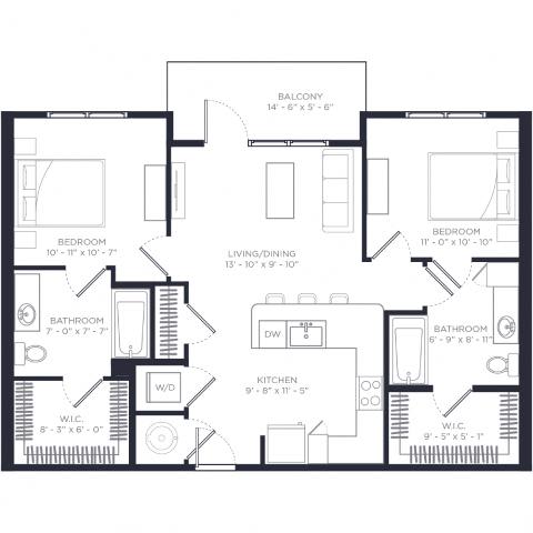 B1 Floor Plan at Link Apartments® Calyx, Chapel Hill, NC 27517