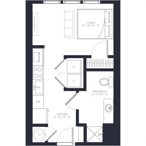 S1-A Floor Plan at Link Apartments&#xAE; Calyx, Chapel Hill, NC