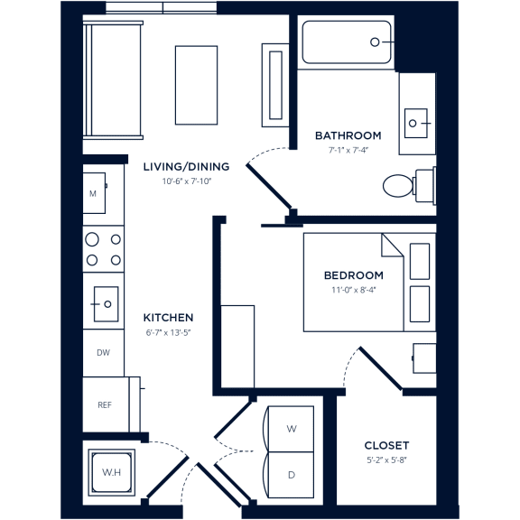 a floor plan of a bedroom apartment at Link Apartments NoDa 36th, Charlotte North Carolina