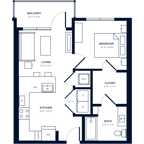 a floor plan of a two bedroom apartment at the lofts at gin alley in chicago at Link Apartments NoDa 36th, North Carolina