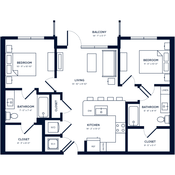 bedroom floor plan | the mansions on the park at Link Apartments NoDa 36th, Charlotte, NC