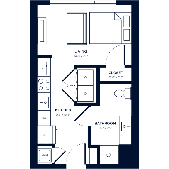 a floor plan of a bedroom apartment at Link Apartments NoDa 36th, Charlotte, NC