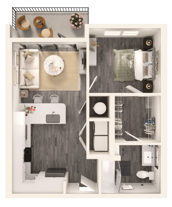 a floor plan of a 1 bedroom apartment at Link Apartments NoDa 36th, Charlotte, NC