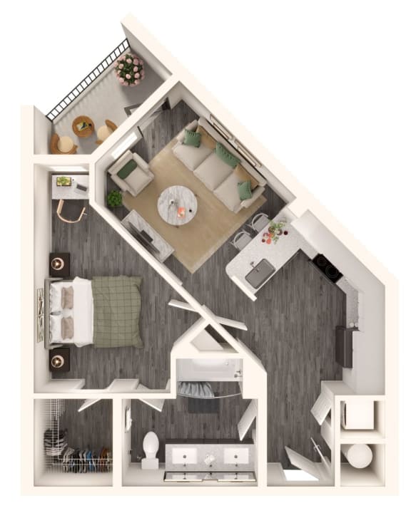 a floor plan of a 1 bedroom apartment at the residences at silver hill in suitland, at Link Apartments NoDa 36th, Charlotte, 28206