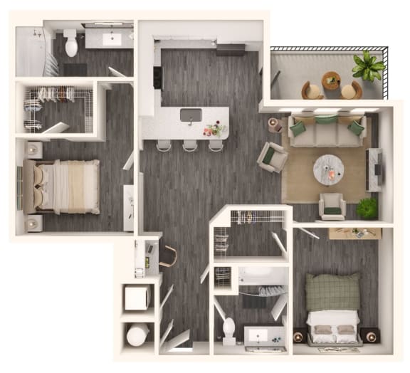 a floor plan of the commodore apartments at Link Apartments NoDa 36th, North Carolina