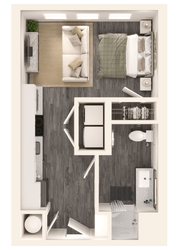 a floor plan of a 1 bedroom apartment at Link Apartments NoDa 36th, North Carolina, 28206