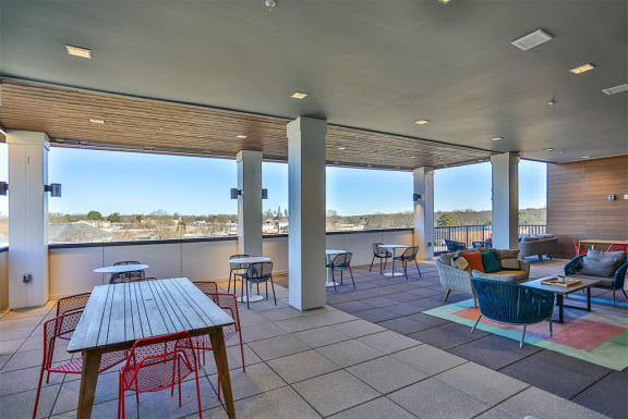 Large rooftop terrace perfect for entertaining friends  at Link Apartments® Montford, Charlotte