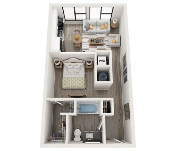 S1 1 Bed 1 Bath Floor Plan at Link Apartments® Montford, North Carolina, 28209
