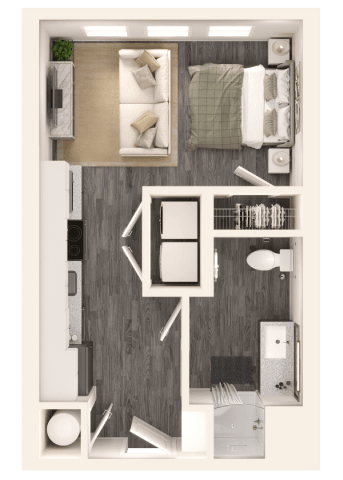 a1 floor plan  1 bedroom with 1 bathroom  129