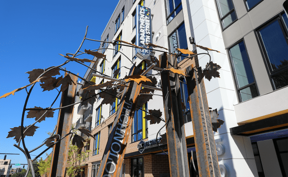 Creative Sculpture in Front of Link Apartments 4th Street, Winston-Salem, NC 27101