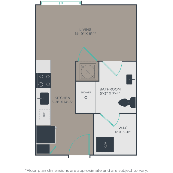 S1A Floor Plan at Link Apartments&#xAE; Broad Ave, Memphis