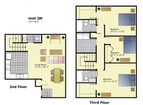 two floor plans of a house with different floors