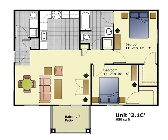 a floor plan of a small house with a bedroom and a bathroom