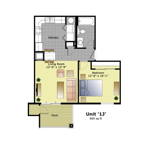 a floor plan of a home with a bedroom and a living room