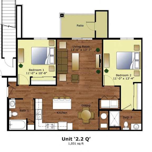 2 Bedroom Floor Plan at The Reserve at Crescent Cove, Evans, CO