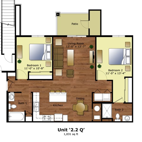 a floor plan of a home with bedrooms and a living room