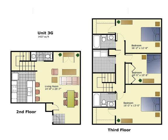 a floor plan of two different layouts of a house