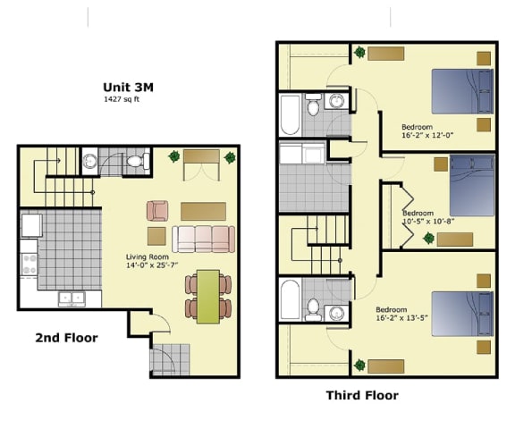 a floor plan of two different layouts of a house