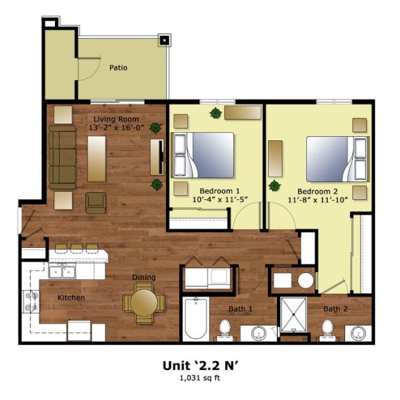 a floor plan of a bedroom apartment with a bathroom and a living room