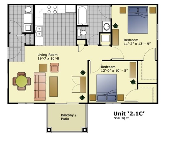third level floor plan of a 3 bedroom unit with a bathroom and a living room