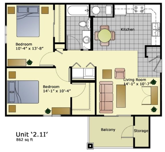 a floor plan of a house with bedrooms and a living room