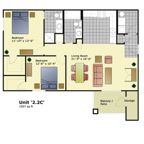 the floor plan of bedroom apartment