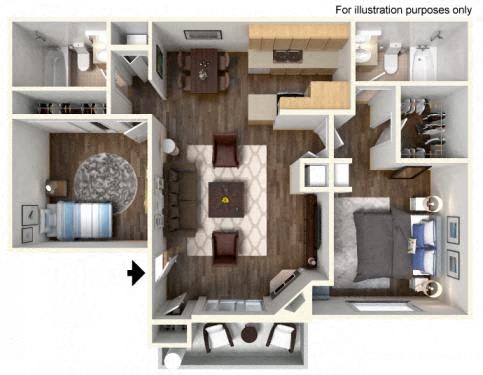 2 Bed 2 Bath Floor Plan at Craig Ranch Villas, North Las Vegas, NV