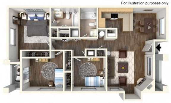 3 Bed 2 Bath Floor Plan at Craig Ranch Villas, North Las Vegas, NV, 89031