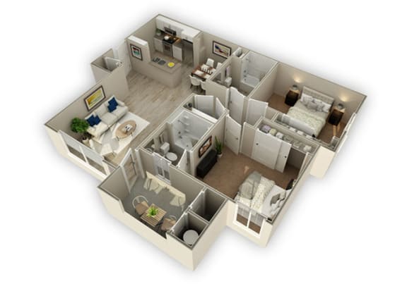 2x2 - Unit B1 - 1032 sq ft optimized at The Landing at College Square, CA 95823