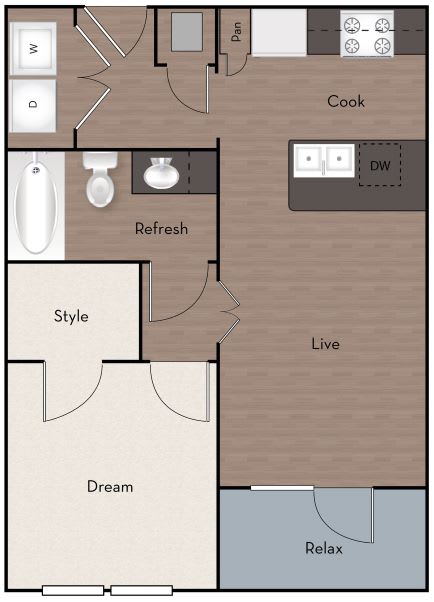 A floor plan of a house with labeled rooms such as "Cook" and "Dream".