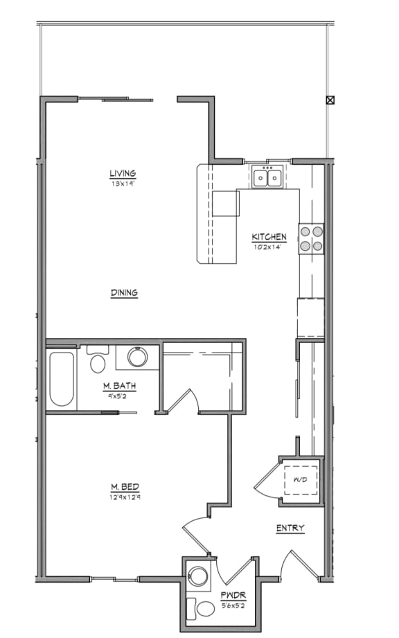 A2 floor plan at Village on Main Apartments