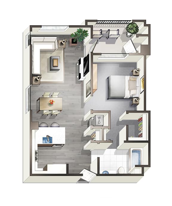A floor plan of a house with a living room, dining room, kitchen, and bedrooms.