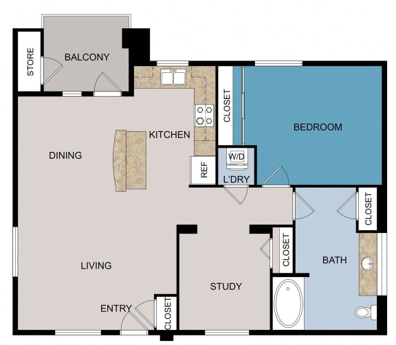 a floor plan of a room with a bedroom and a living room