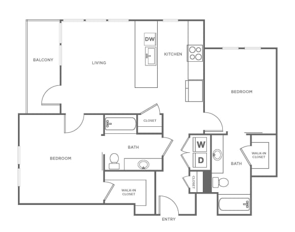 B3 Floor Plan at The Rylan Apartments