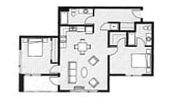 A black and white image of a house floor plan.