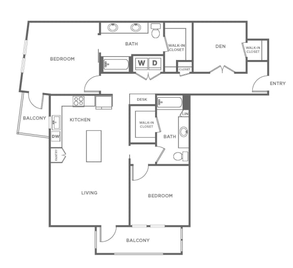 B7 Floor Plan at The Rylan Apartments