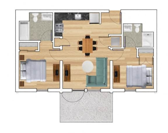 2 Bedroom A Floor Plan at Block C, San Marcos, 92078