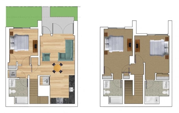 Townhouse 3x3 A Floor Plan at Block C, San Marcos, CA