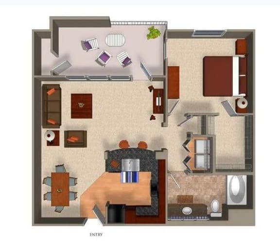 a floor plan of a house with a desk and chairs