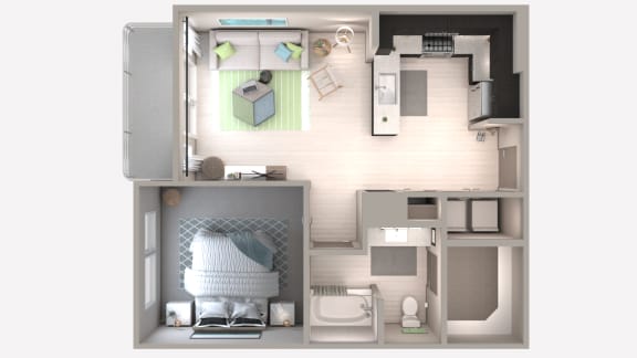One Bedroom A3 Floor Plan at Centra