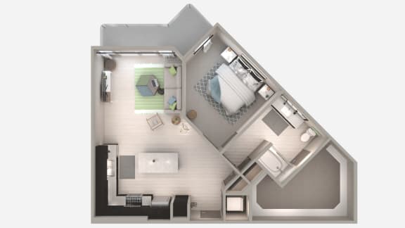 One Bedroom A6 Floor Plan at Centra