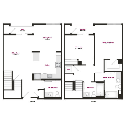 two floor plan of a house with floor plans of different floors