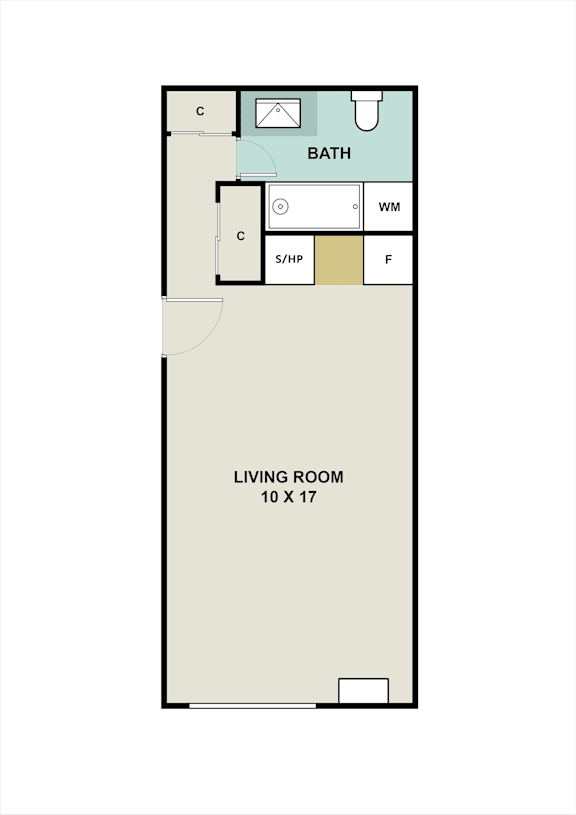 Eco Studio floor plan at 3300 Tamarac Apartments