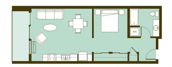 A floor plan of a house with a kitchen, living room, and bedrooms.
