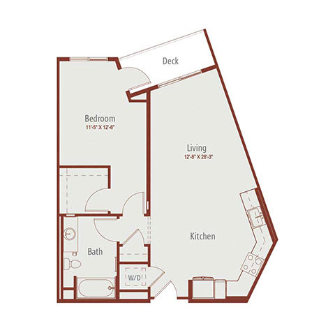 a floor plan of a 1 bedroom apartment
