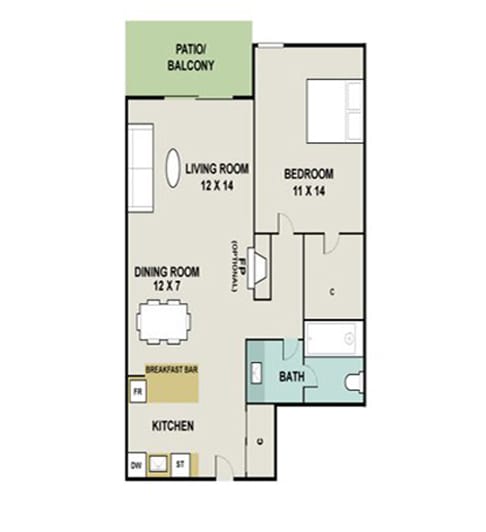 A3 Floor Plan at 3300 Tamarac Apartments