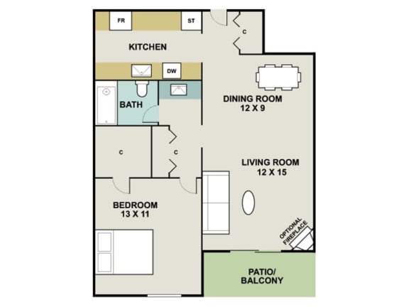 A5 Floor Plan at 3300 Tamarac Apartments