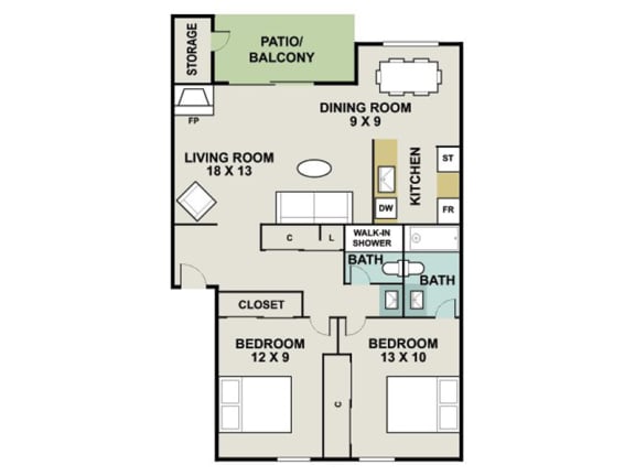 B3 Floor Plan at 3300 Tamarac Apartments